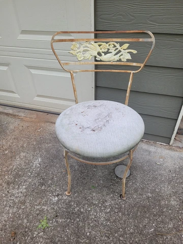 White Rust Color Bistro Vintage Wrought Iron Patio Chair / Planter Cover