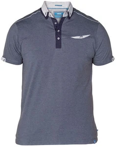 NEW Duke D555 ADLER Stretch S/Sleeved Button Collar Polo Shirt, Denim Melange - Picture 1 of 7