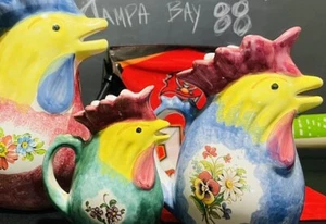 Pisa-Pia Ceramic Rooster Pitcher Made in Italy (Painted Italian Cities) - Picture 1 of 10