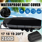 Waterproof Pontoon Boat Cover Trailerable 210D Heavy Duty Black 17' 18' 19' 20'