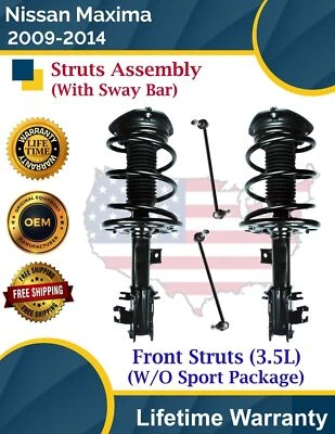 New OE Front Struts W/Sway Bar For Nissan Maxima 2009-2014 Lifetime Warranty — 第 1/4 张图片