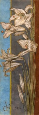 Lirios blancos - Stanisław Wyspiański 1904 Art Nouveau decoración floral botánica Foto 1 de 2