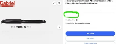 (1) Amortecedores carregados a gás nitrogênio Gabriel 89604/69604 [BX#2] - Imagem 1 de 4