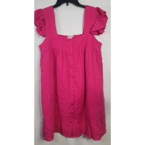 Entro Kleid Damen Medium Rosa Rüschen Ärmellos Kleid Button Down Fun Neu mit Etikett - Bild 1 von 9