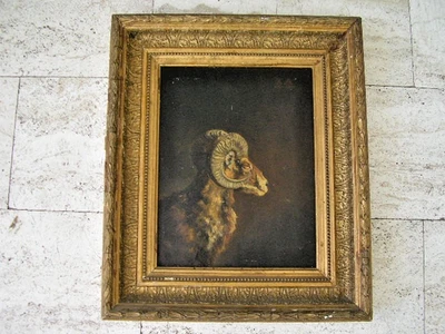 Ölbild  Widderkopf signiert - Bild 1 von 4