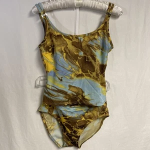 Tara Grinna Swimsuit Tankini Size 32,  Bottom Size 8, Half Panel Wrap Gold Tones - Picture 1 of 11