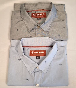 Lot of 2 Med. Simms Fishing M.T.H. Shirt Mens Fly Print Short Sleeve Performance - Picture 1 of 15