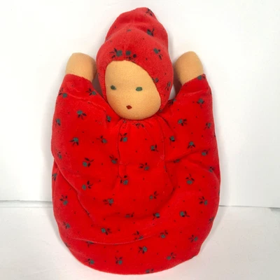 Waldorf Doll Strawberry Cuddle Toy 9" Plush Velour Soft First Doll Natural Fiber - Image 1 of 4