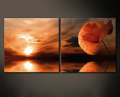 POPPY WALL Leinwand Bild Mohn Blume Abstrakt Modern XXL Kunst Druck Wandbild NEU - Bild 1 von 2