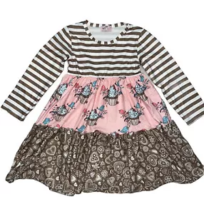 Pete + Lucy Girls Size 4T Dress Long Sleeve Boutique Cupcake Birthday Print NWT - Picture 1 of 9