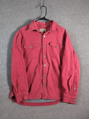 Duluth Trading Co Men's Medium Fleece Lined Heavy Canvas Work Shirt Jacket Red - Image 1 of 4