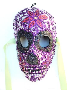 Purple Day of the Dead Mask Handmande One of a kind Mask Adult or Wall Art - Picture 1 of 11