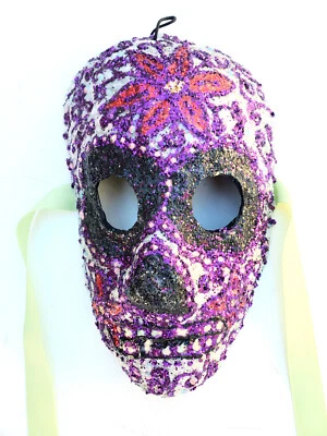 Purple Day of the Dead Mask Handmande One of a kind Mask Adult or Wall Art - Image 1 of 4
