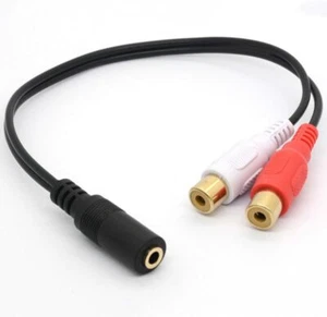 3.5mm Female to Dual RCA Female Phono Stereo Splitter Cable Extender - Picture 1 of 8