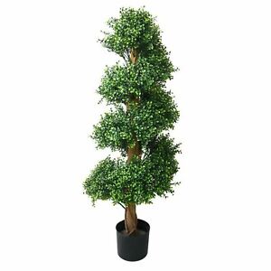 4 Foot Realistic Fake Boxwood Spiral Tree Indoor Outdoor Porch Patio Plant