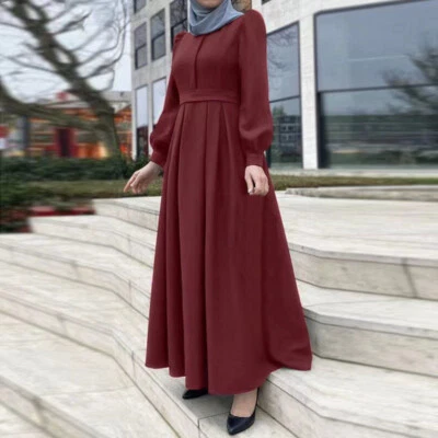 Arab Islamic Robe Modest Kaftan Eid Muslim Women Dress Dubai Abaya Turkey Kaftan - Image 1 of 4