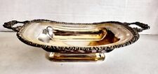 Vintage Ornate Silverplate Bread Tray Footed With Handles. Beautiful Patina!