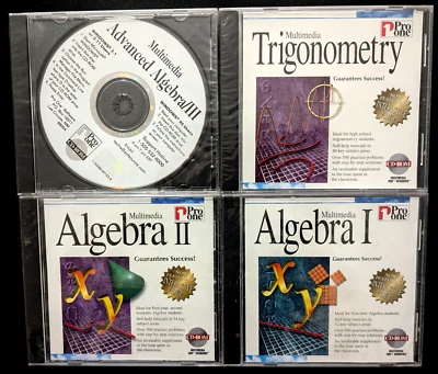 Pro One Mathematics 4 CD lot - Algebra I, Algebra II, Algebra III, Trigonometry - Image 1 of 2