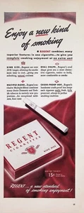 VINTAGE 1940s Print Ad ~ Regent Cigarettes ~ A new standard of smoking enjoyment - Picture 1 of 1