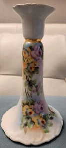 Candlestick Holder Vintage Limoges Floral Design And Gold Depose T&V - Picture 1 of 5