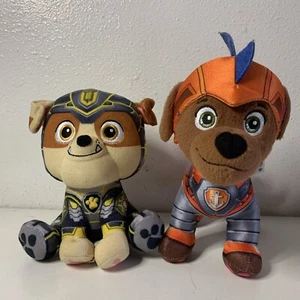 PAW Patrol Mighty Rubble Movie Plush Spin Master and Rescue Knights Zuma Plushie - Picture 1 of 7