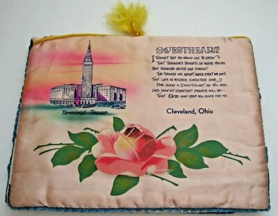 Pañuelo vintage Sweetheart Cleveland Ohio tela acolchada recuerdo Foto 1 de 4