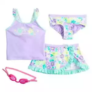 Girls’ $40 ZeroXposur Floral Tankini, Bottoms, Skirt Swim Set w/Goggles Size 5/6 - Picture 1 of 2