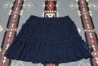 See By Chloe Womens Smocked Ruffle Sax Dark Navy Mini Skirt Sz 38 US 6 T34