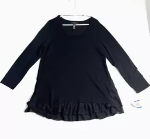 Style & Co Tunic Sweater Womens Size XL Black Lace Detail Long Sleeve Knit New - Picture 1 of 12