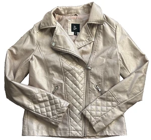 Art Class Girls Faux Leather Full Zip Moto Jacket Size XL 14/16 Metallic Pink - Picture 1 of 10
