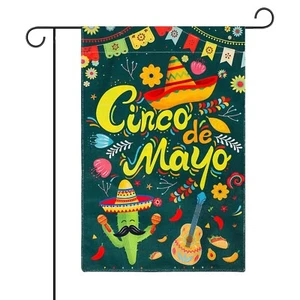 Cinco de Mayo Garden Flag, 12x18 Inch Mexican American Garden Flag Banner Dou... - Picture 1 of 6
