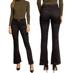 Pantalones bootcut para mujer pantalones de cadera pantalones de percusión vaqueros de percusión vaqueros acampanados - Imagen 1 de 9