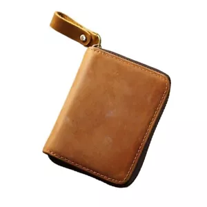 Uomo Vera Pelle Rfid Blocco Credito Portafoglio Portadocumenti Zip Chiusura Mini - Foto 1 di 12