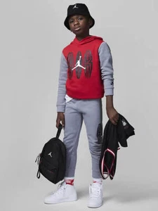 Jordan MVP Blocked Fleece Kids Red Gray Boys Tracksuit Set 85B726-G5Q - Picture 1 of 5