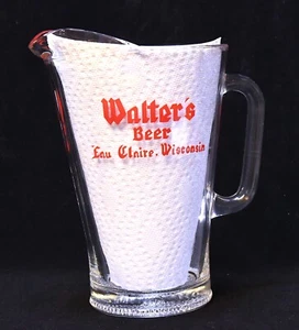 RARA BROCCA BIRRA VINTAGE WALTER'S BEER EAU CLAIRE, WISCONSIN PUBBLICITARIA VETRO - Foto 1 di 9