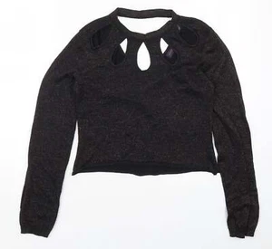 Amaryllis Womens Black Round Neck Acrylic Blend Jumper Size 10 - Brown Metal - Picture 1 of 12