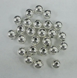 100 PCS - 7mm Sterling Silver Beads, Round Seamless 925 Silver Beads, 7 mm round - Picture 1 of 1