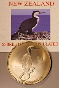2000 New Zealand Reserve Bank, $5 BU Pied Cormorant Coin - Picture 1 of 3