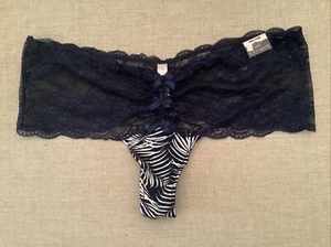 Plus Size 18/20 Lane Bryant Cacique Lace Trim Thong Navy Fern Print - Picture 1 of 5