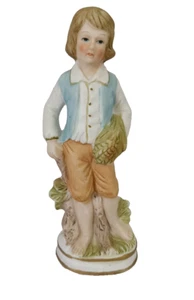 Antique Boy Sculpture Victorian Clothes Figure Mid 20th Century Rare 6.5" Decor - Picture 1 of 6