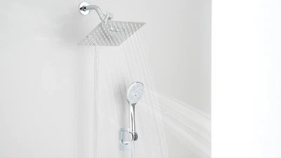 Chrome 8inch Rain Shower Head with Handheld Spray High Pressure Showerhead Comb↑ - Image 1 of 4
