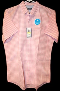 Izod Cool FX Performance Men's M Short Sleeve Button Up Pink Plaid Shirt $55 - Picture 1 of 3