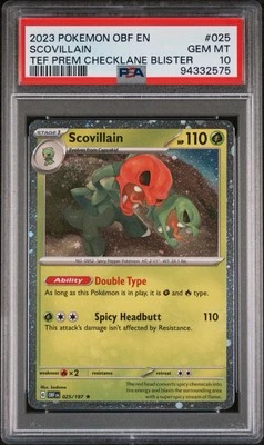Scovillain 025/197 Pokemon TCG Obsidian Flames Blister Rare Cosmos PSA 10 Pop 2 - Image 1 of 2