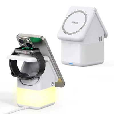 Estación de carga rápida base 3 en 1 cargador inalámbrico para Apple Watch AirPods iPhone Foto 1 de 4