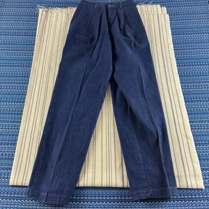 Vintage Levis Pants Womens 8 Blue Pleated Denim Trousers High Waist Made USA 80s - Picture 1 of 14