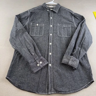 Fossil Men’s “Vintage Fit” Charcoal Chambray Button Down Shirt, Size X-Large. - Image 1 of 4