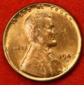 Moneda de centavo de trigo Lincoln 1945-D roja UNC LW1299 - Imagen 1 de 2