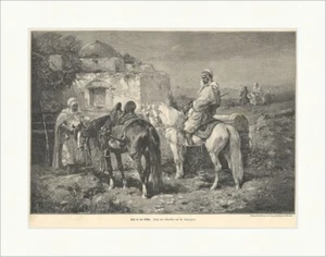 Rast in der Wüste Schreyer Pferde Reiter Holzstich Superpreis X 1431 - Bild 1 von 1