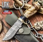 Forged Hunting Skinner Knife Twist Damascus Ram's Horn Everyday Carry Minature