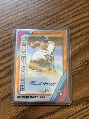 2020 Bowman Chrome ROTY favorites orange auto Brendan Mckay #/25 - Image 1 of 2
